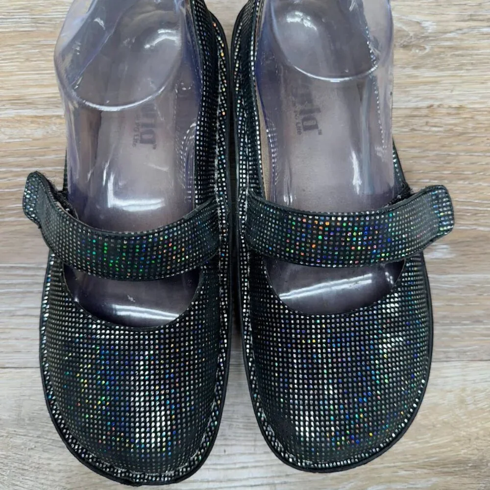 Alegria Paloma Black/Silver Mary Jane Women's Size EU 37